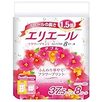 Japan Personal Care - Elleair Toilet Tissue Flower Print Compact 8 roll DoubleAF27