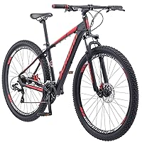 Bonafide Men and Women Mountain Bike, Front Suspension, 24-Speed, 29-Inch Wheels, 17-Inch Aluminum Frame, Matte Black/Red