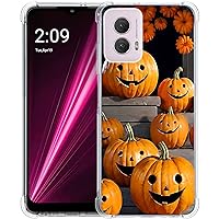 Case for Moto G Power 5G 2024,Jack-O'-Lantern Halloween Pumpkin Flowers Drop Protection Shockproof Case TPU Full Body Protective Scratch-Resistant Cover for Motorola Moto G Power 5G 2024