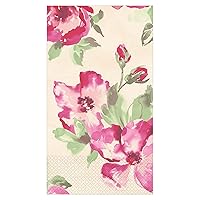 English Rose Disposable Guest Towels - 32 Count | 2-Ply Buffet Napkins | Kitchen or Bathroom Décor or Party Tableware Green and White