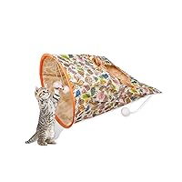 Andiker Cat Tunnel Bags for Indoor Cats, 13x17x12In Foldable Cat Crinkle Bag with 3 White Plush Balls and 1 Mouse 5 Holes for Kitten to Hide and Catch 3 Layers Cat Toy (Bird)