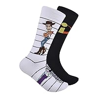 Disney Pixar Men's Dynamic Teams Crew Socks, White/Black (2 Pack), 10-13