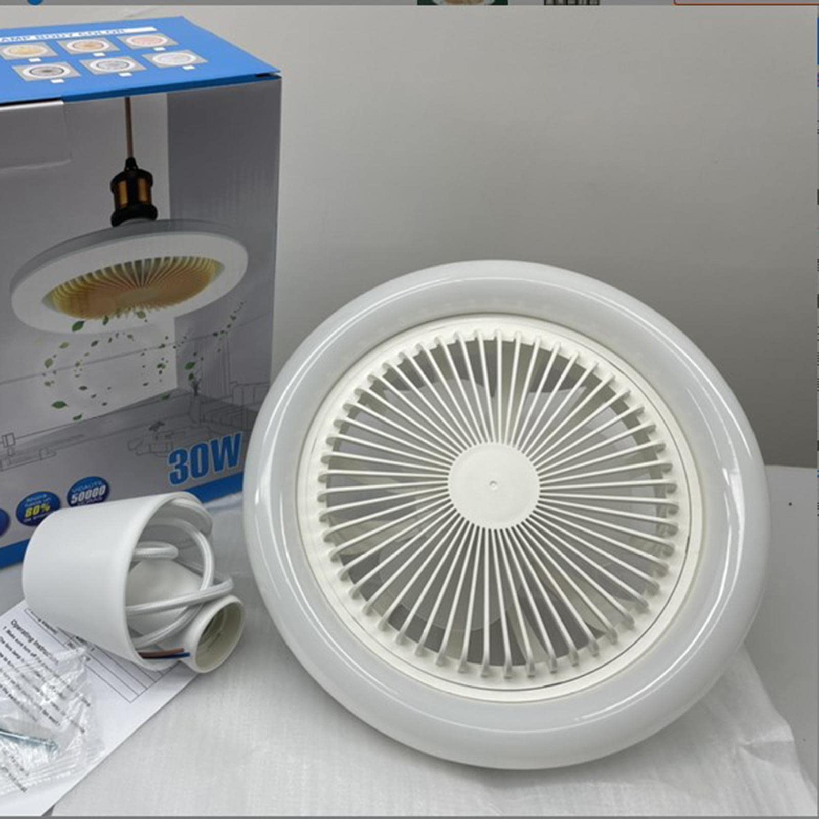 Zceplem Blattloser Deckenventilator | Deckenventilator mit Beleuchtung und Fernbedienung | 3-Farben dimmbare LED 3 Geschwindigkeiten Timing mit Fernbedienung, Deckenleuchte mit Ventilator