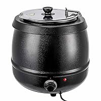 Commercial Soup Warmer, 10.5QT Soup Kettle with Hinged Lid and Detachable Stainless Steel Insert Pot, Suitable for Family Gatherings, Parties, Restaurants, and Buffets, Black