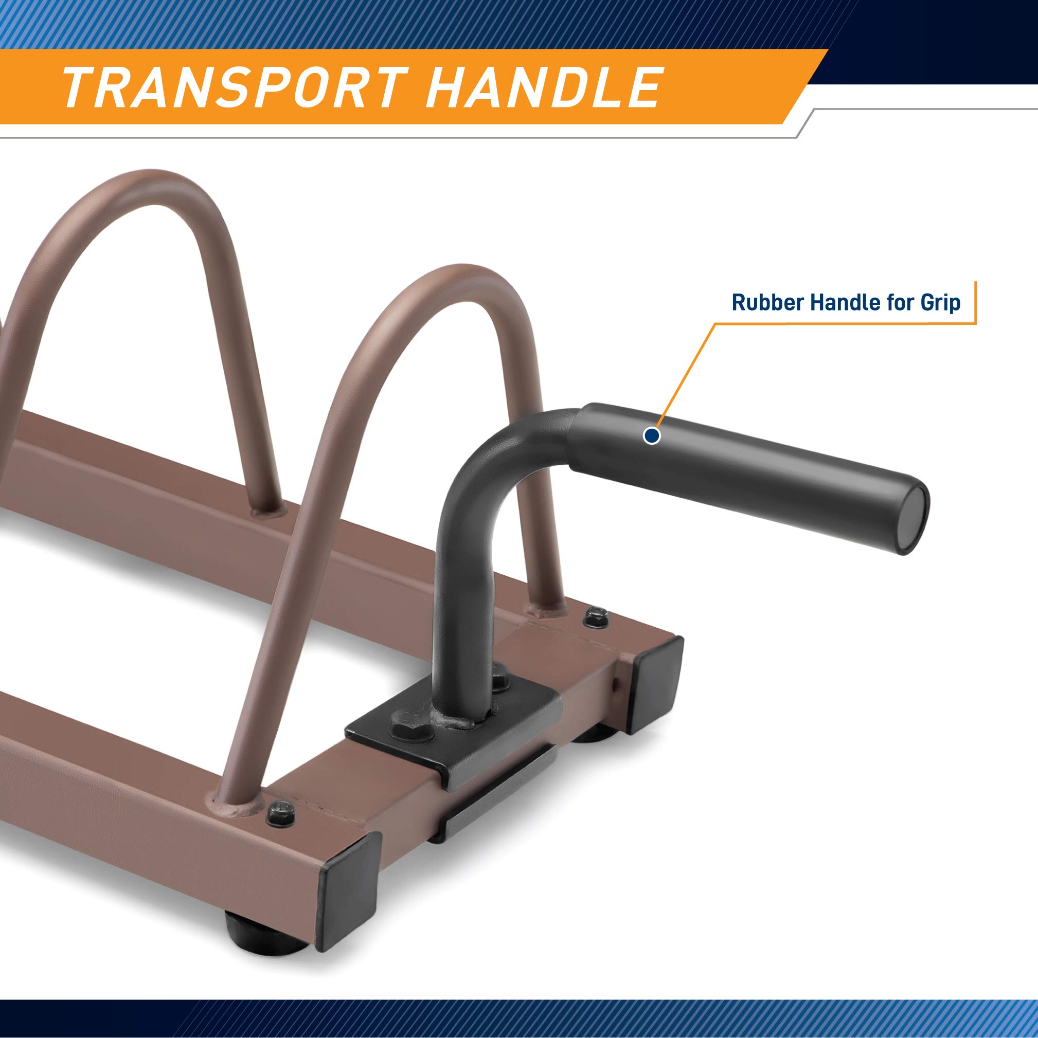 Steelbody Horizontal Plate and Olympic Bar Rack Organizer with Steel Frame and Transport Wheels STB-0130, brown