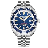 Stuhrling Original Swiss Automatic Depthmaster Diver Watch 45 MM Stainless Steel Case with Rotating Unidirectional Bezel and Stainless Steel Bracelet Water Resistance up to 200 Meters (Silver)