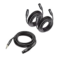 Cable Matters 2-Pack Premium XLR to XLR Microphone Cable 20 Feet & 1-Pack 6.35mm (1/4 Inch) TRS to XLR Cable
