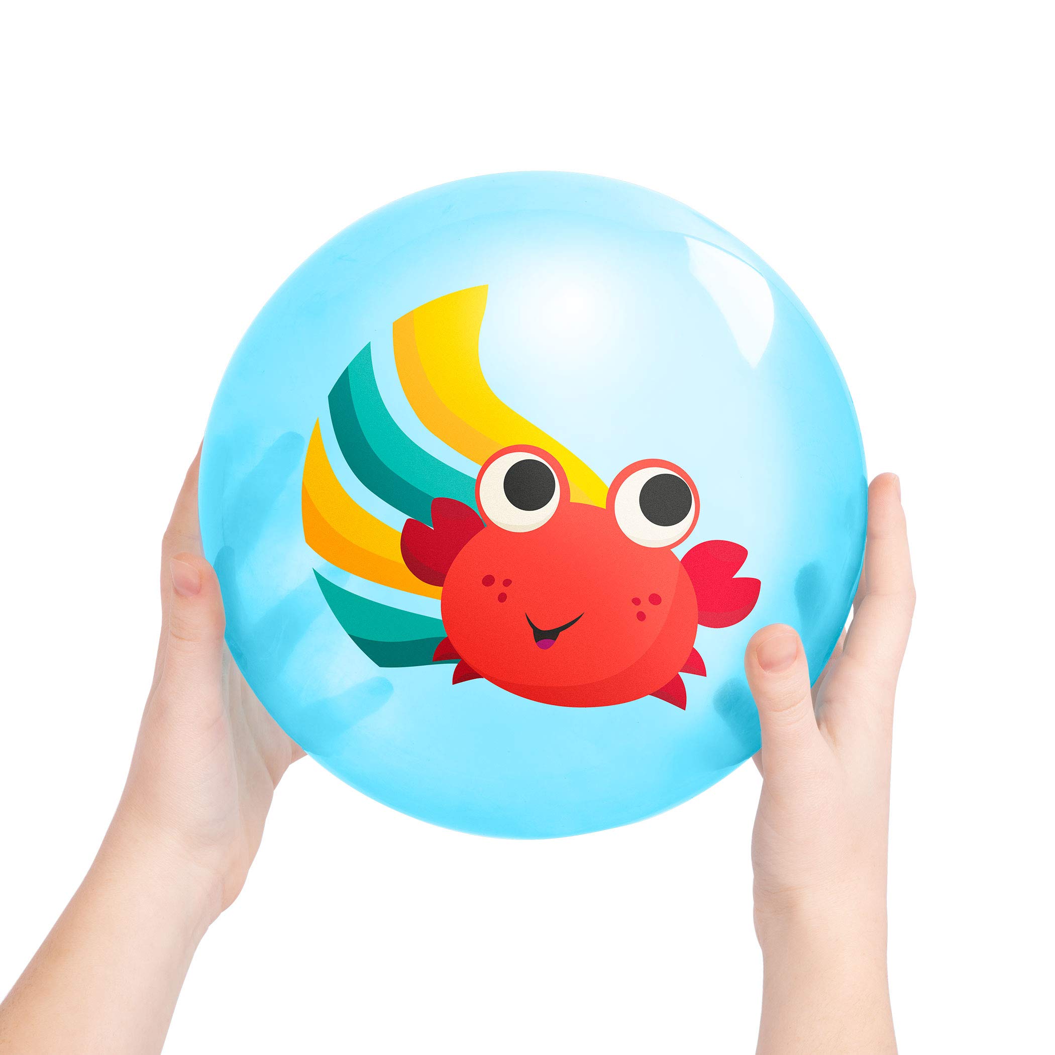 B. Toys – Bouncy Balls for Kids – 2 Pack – 8.5” – Air Pump Included – Shark & Crab Play Balls – Indoor & Outdoor – Playground Games – Bouncin’ Around – 3 Years +