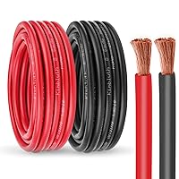 8 Gauge Battery Cable Copper Wire, 10FT Red+10FT Black 8 AWG Welding Cable Standard USA OFC Wire for Automotive, Battery, Solar, Marine and Generator