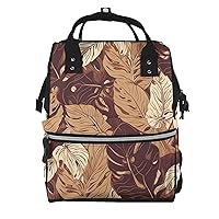 Diaper Bag Backpack Brown tropical leaves Maternity Baby Nappy Bag Casual Travel Backpack Hiking Outdoor Pack