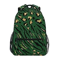 ALAZA Green Tiger Leopard Animal Striped Junior High School Bookbag Daypack Laptop Outdoor Backpack