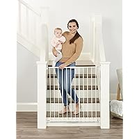 2-in-1 Extra Tall Easy Swing Stairway and Hallway Walk Through Baby Gate, White