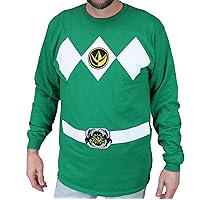 Power Rangers The Long Sleeve Ranger Costume Green T-shirt (Adult XX-Large)