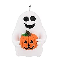 Tree Buddees Cute & Spooky Friendly Ghost Holding a Pumpkin Halloween Christmas Ornaments