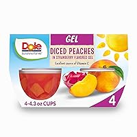 Dole Fruit Bowls Peaches in Strawberry Flavored Gel Snacks, 4.3oz 4 Total Cups, Gluten & Dairy Free, Bulk Lunch Snacks for Kids & Adults