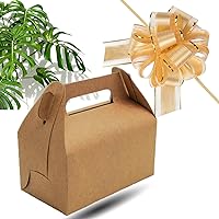 Golden Gift Wrapping bows and Brown Gable Gift Boxes