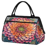 Travel Duffel Bag, Sports Tote Gym Bag, Vintage Dahlia Flower Overnight Weekender Bags Carry on Bag for Women Men, Airlines Approved Personal Item Travel Bag for Labor and Delivery
