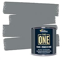 THE ONE Paint & Primer: Most Durable All-in-One Furniture Paint, Cabinet Paint, Front Door Paint, Wall Paint, Bathroom, Kitchen - Fast Drying Craft Paint Interior & Exterior (Grey, Gloss, 1 Liter)