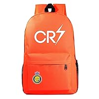 Lightweight Backpack CR7 Graphic Daypack,Al Nassr FC Canvas Book Bag Laptop Rucksack for Daily, Orange