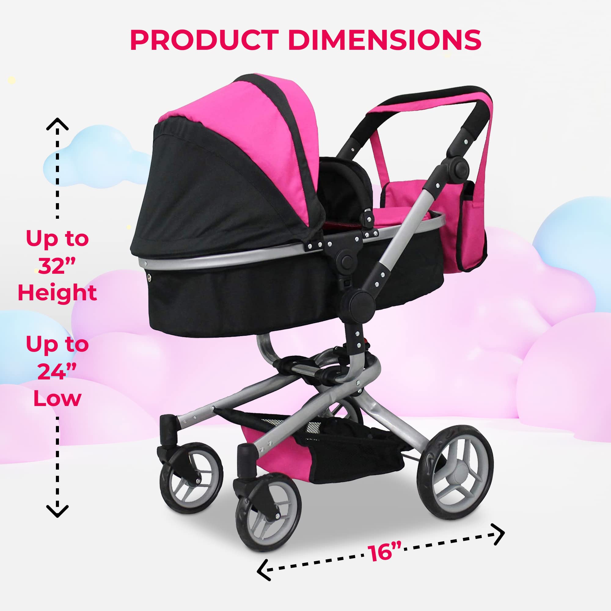 Mommy & me 2 in 1 Deluxe Doll Stroller Extra Tall 32'' HIGH (View All Photos) 9695