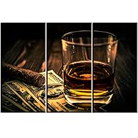 Artisweet Cigar $ Wine Canvas Wall Art for Bar, Pictures Canvas Prints Oil Paintings for Home Decoration Wall Decor Artwork