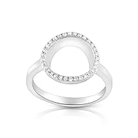 Sterling Silver Simulated Diamond O Circle Ring (Size 5-9)