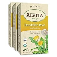 Alvita Organic Dandelion Root Herbal Tea - Made with Premium Quality Organic Dandelion Root Leaves, A Delicate Mint Flavor and Aroma, 72 Tea Bags (3 Pack)