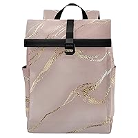 ALAZA Rose Gold Marble Pink Large Laptop Backpack Purse for Women Men Waterproof Anti Theft Roll Top Backpack, 13-17.3 inch