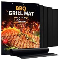 Grill Mat - Set of 5 Heavy Duty Grill Mats Non Stick, BBQ Outdoor Grill & Baking Mats - Reusable, Easy to Clean Barbecue Grilling Accessories - Work on Gas Charcoal Electric - Extended Warranty