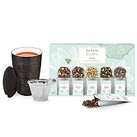 Tea Forte Single Steeps Starter Set – Sampler Lotus + Kati Cup Noir, Tea Gift Set with Loose Tea and Infuser Cup