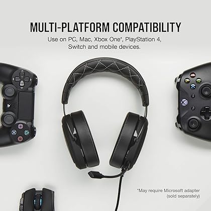 Corsair HS60 PRO - 7.1 Virtual Surround Sound Gaming Headset with USB DAC - Works with PC, Xbox Series X, Xbox Series S, Xbox One, PS5, PS4, and Nintendo Switch - Carbon (CA-9011213-NA)