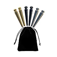 WE Games Easy-Grip Metal Cribbage Board Pegs and Velvet Pouch - Set of 6 Pins (2 Gold, 2 Silver, 2 Black)