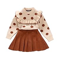PATPAT Baby Girl Fall Winter Skirt Set Toddler 2 Piece Outfit Long Sleeve Knitted Pullover Top Clothes 3-24M