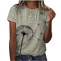 Workout Tops for Women, Women's T Shirts Short Sleeve Tees Floral Printed Graphic Loose Summer Casual Plus Size Top