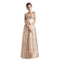 Elegant Evening Dress Golden Long Sequins Party Dresses