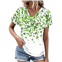 T Shirts for Women,Women’s Asymmetric Floral Printed Button V Neck Short Sleeve T Shirt Slim Fit Tunic Tops Dressy Blouses