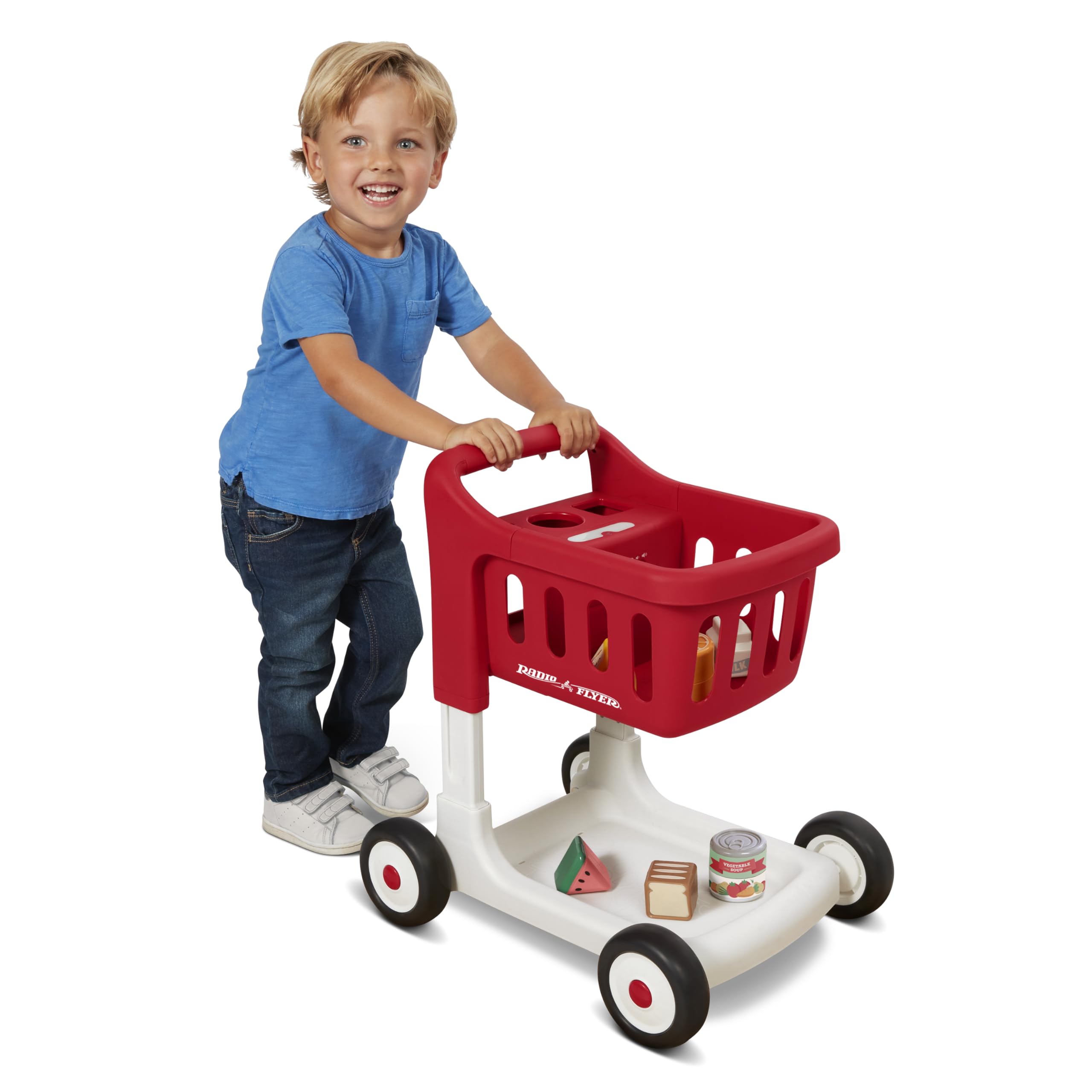 Radio Flyer Scan & Sort Shopping Cart with Lights & Sounds, Baby Walker with Wheels, Red Shopping Cart for Kids Ages 1+