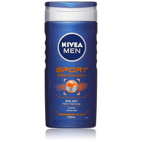 NIVEA MEN Sport Shower Gel for Body, Face and Hair - Pack of 4 (4 x 250ml)