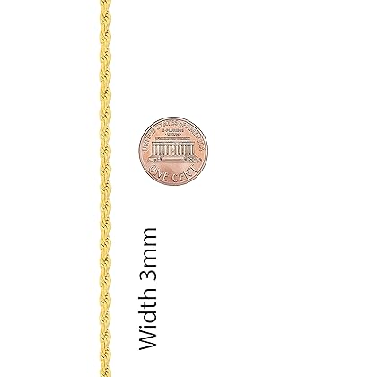 LIFETIME JEWELRY 3mm Gold Rope Chain for Men & Women 24k Real Gold Plated Diamond Cut Gold Chain Necklace Women & Necklace for Men 14 to 36 Inch