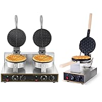 Dyna-Living 110V 2400W Commercial Waffle Maker & 110V 1400W Commercial Bubble Waffle Maker for Home Use, Stainless Steel Professional Waffle Maker and Bubble Waffle Machine for Restaurant