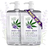 Body Wash for Women and Men with Hemp & Lavender - Shower Gel Cleanses and Moisturizing Skin - With Natural Dead Sea Minerals Nourish for Body, Pack of 2 (67.6 fl.oz)