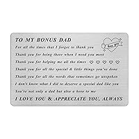 Bonus Dad Gifts Step Dad Fathers Day Card, Personalized Birthday Christmas Wallet Card for Bonus Dad from Daughter Son, Thank You Stepdad Presents, Stepfather Wedding Gift Ideas