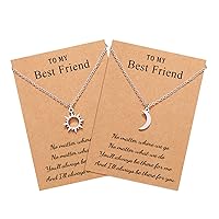 Dainty Sun Moon Star Friendship Necklace for 2/3 Best Friend Sisters Women Girls with Gift Message Card