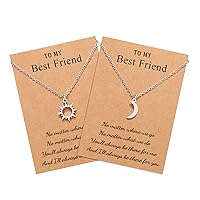 UNGENT THEM Dainty Sun Moon Star Friendship Necklace for 2/3 Best Friend Sisters Women Girls with Gift Message Card