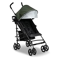Jeep PowerGlyde Stroller by Delta Children - Lightweight Travel Stroller with Smoothest Ride & Compact Fold, 3-Position Recline, Extra Large Storage Basket, Olive Green