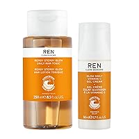 REN Clean Skincare REN Clean Skincare Ready Steady Glow Daily AHA Tonic and Glow Daily Vitamin C Gel Cream Moisturizer - Resurfacing AHAs & BHAs, Brighten, Exfoliate, Hydrate - Vegan & Cruelty Free