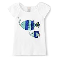 Gymboree Girls' and Toddler Spring and Summer Embroidered Graphic Short Sleeve T-Shirts