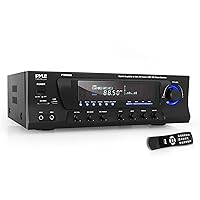 Pyle Home 300W Digital Stereo Receiver System - AM/FM Qtz. Tuner, USB/SD Card MP3 Player & Subwoofer Control, A/B Speaker, IPhone MP3 Input with Karaoke, Cable & Remote - PT270AIU