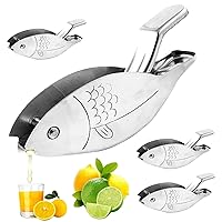 Lemon Squeezer, 4 Pack Manual Lemon Squeezer Stainless Steel Lemon Slice Squeezer Fish Shaped Lemon Squeezer Portable Fruit Juicer for Home Bar Party, Lemon Squeezer Stainless Steel