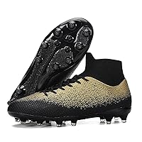 Boys Girls Soccer Cleats, Kid's High Top Football Shoes, Firm Ground Training Outdoor Indoor Soccer Cleats Sneakers